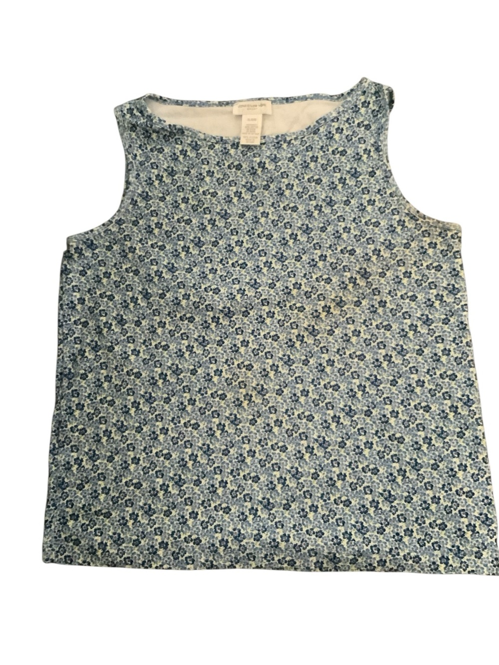 100% Cotton Jones New York Sport Blue Floral Tank Top XL